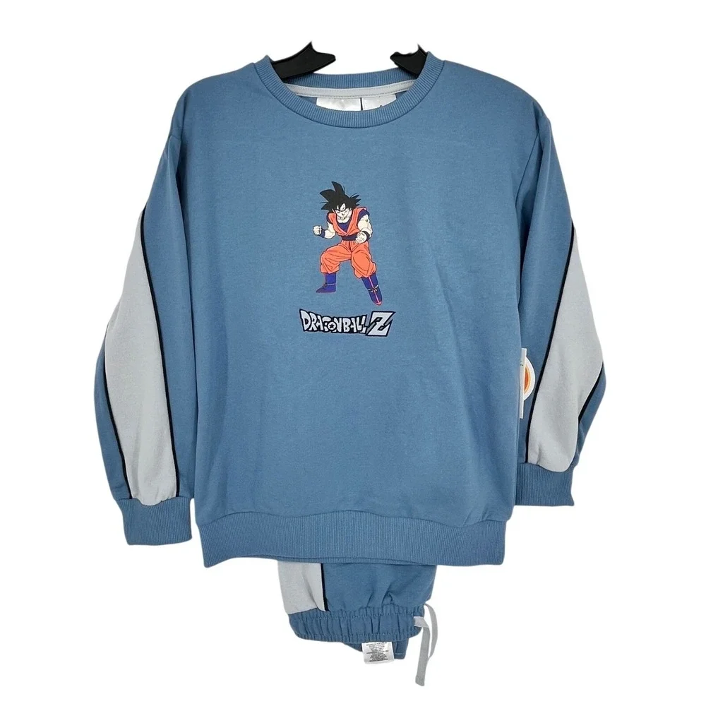 Dragon Ball Z Crew Set Boys Size 8 Blue Goku Graphic Sweatshirt Joggers 2pc NEW